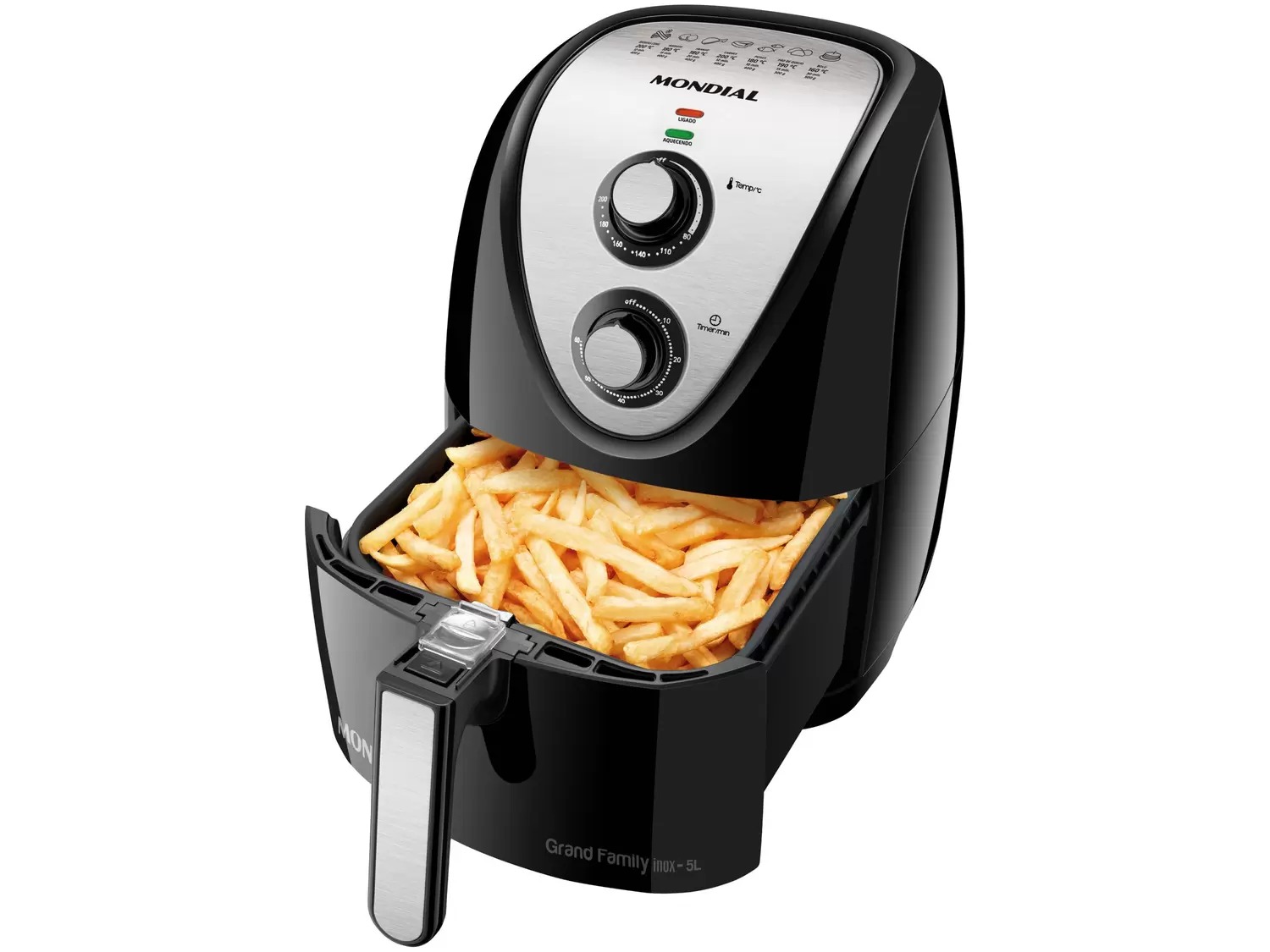 Fritadeira Elétrica sem Óleo/Air Fryer Mondial – Grand Family Inox 5L